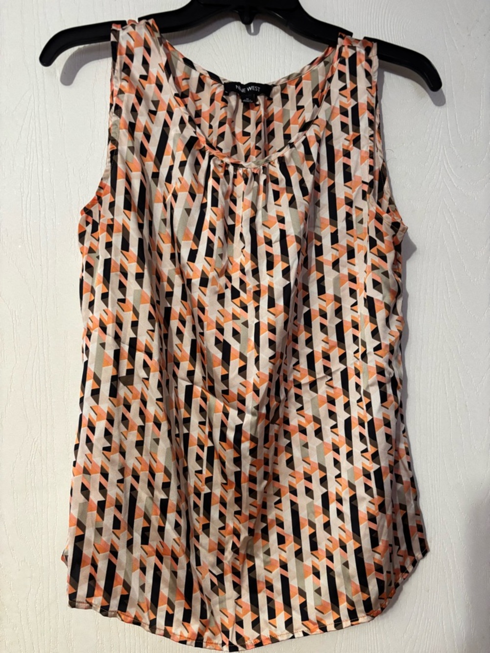 Nine West Peach, Black & Cream Geometric Tank Top
